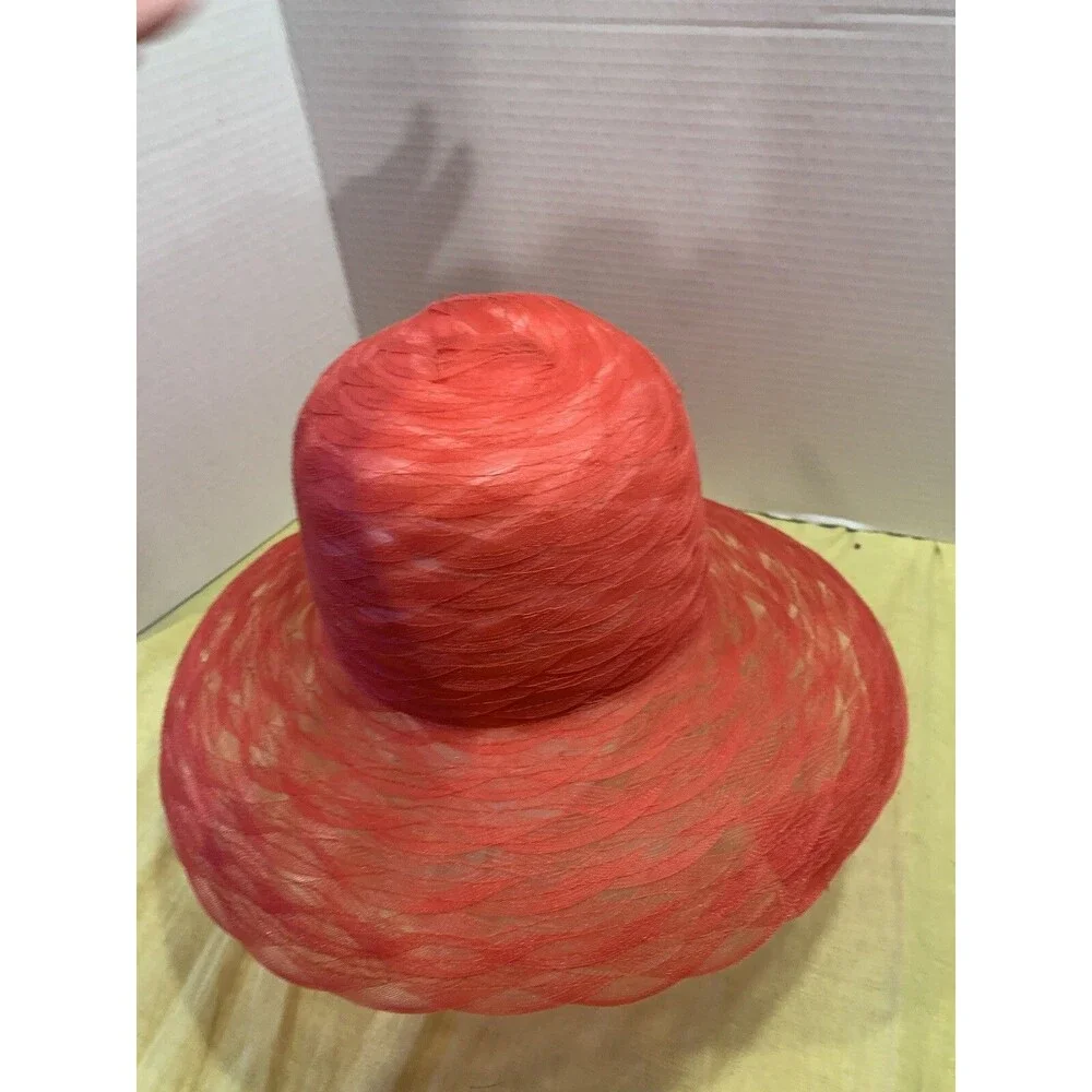 Swan Hat New York Red Packable Ribbon Accent Hat~Vintage~One Size